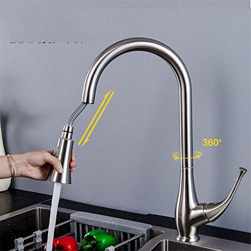 Grifo de cocina extraíble monomando con acabado cromado efecto espejo 4