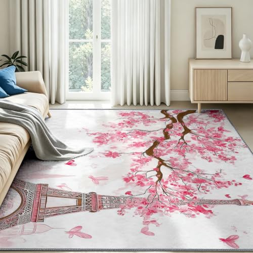 Tapis lavable en machine antidérapant motif cerisier