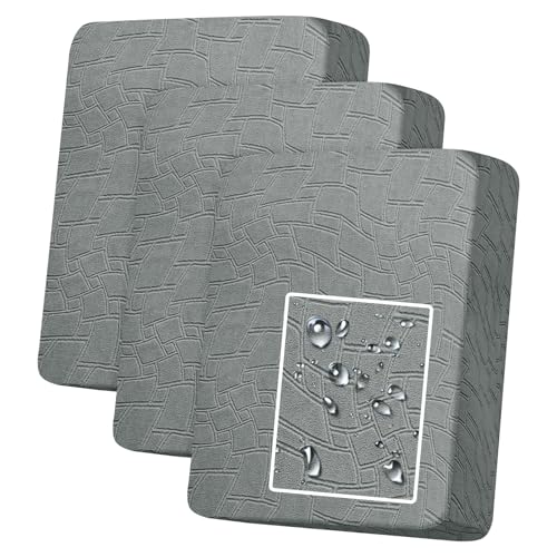MAXIJIN Waterproof Couch Cushion Covers Individual Sofa Seat Cushion Cover Stretch Sectional Sofa Slipcovers with Elastic Bottom for Dogs Pets (3 Pieces for Seat or Backrest, Light Gray)