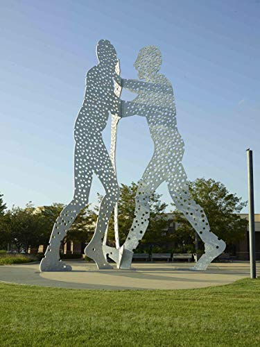 Historic Pictoric Photo -Molecule Man, Expectedly Three Perforated Figures Combining to Make one Sculpture, in Council Bluffs, Iowa, a City That Calls Itself a Place Where Art Lives 11in x 14in