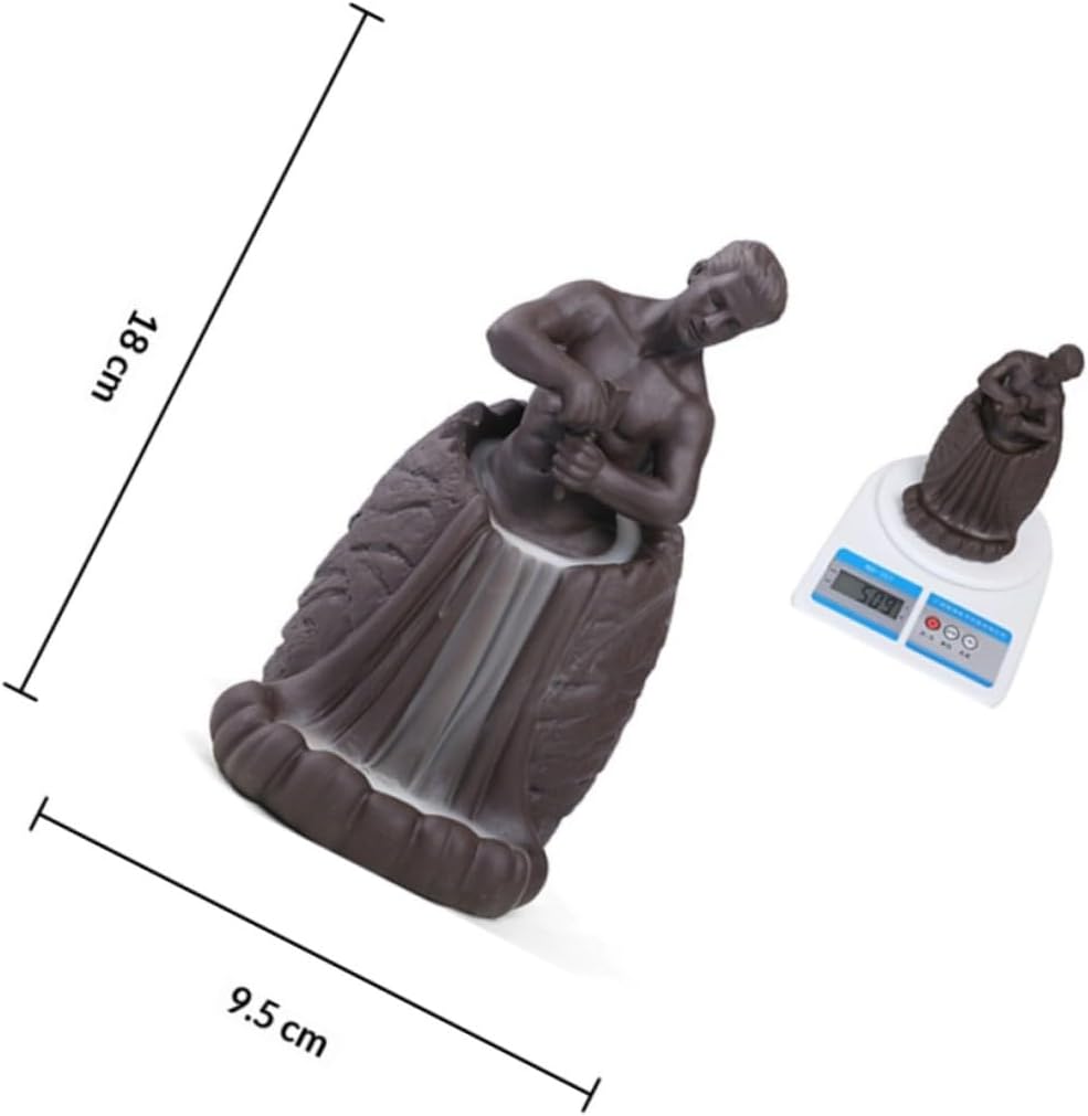 ABOOFAN Backflow Incense Holder Ceramic Burner Self Carved Male Figurine Aromatherapy Diffuser Desktop Decoration for Office and Meditation