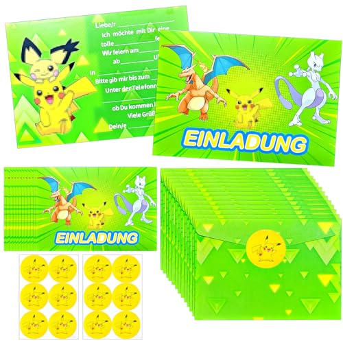 12 biglietti di invito per compleanno dei bambini, biglietti di invito + buste + adesivi a tema, set di biglietti di invito per feste a tema (verde) 12 biglietti di invito per compleanno dei bambini, biglietti di invito + buste + adesivi a tema, set di biglietti di invito per feste a tema (verde)