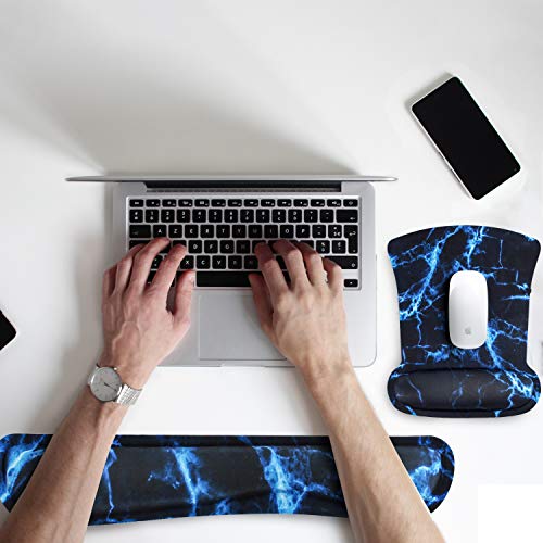2in1 Keyboard Wrist Rest Pad & Ergonomic Mouse Pad with Wrist Support, Easy Typing, Pain Relief Mouse Mat with Non-Slip Backing, and Memory Foam Filled Gel Keyboard Pad for Home Office Computer Laptop - Thumbnail 2