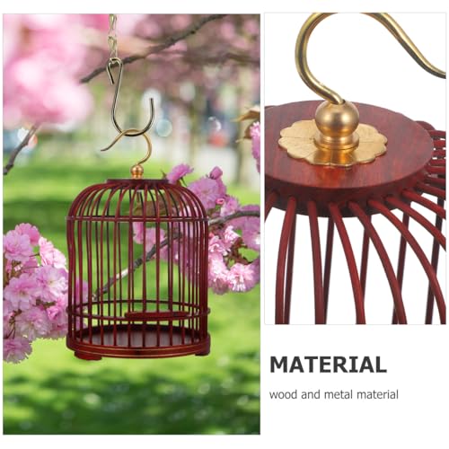 Image of Wooden Bird Cage with Multi-Functional Hanging Birdcage for Small Animals Wood and Metal Construction Safety Lock Buckle for Secure Housing