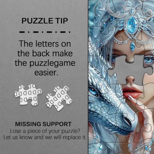 PICKFORU Puzzle de 1000 Piezas Snow Realm Guardian para Adultos, Rompecabezas de Fantasía con Mujer Dragón, Escena Mítica como Decoración para el Hogar miniatura 6