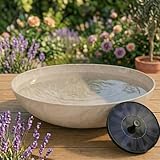 matches21 HOME & HOBBY Outdoor Solarbrunnen Set mit Akku - 45 cm Schale Sand-beige mit schwimmender Solarfontäne