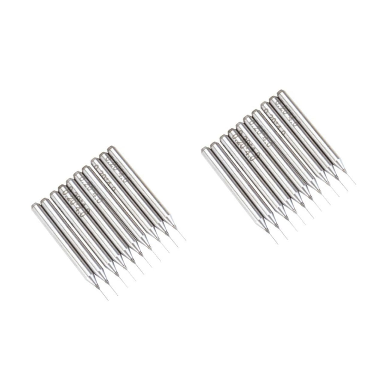 Gadpiparty 20 Pcs 0.2mm End Mill PCB Engraving Bits CNC End Mill PCB End Mill Carbide End Mill Ceramics Small Drill
