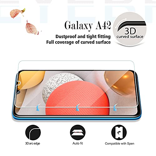 Galaxy A42 Hd Clear Tempered Glass Screen Protector + Camera Lens Protectors By Yeyebf, [2+2 Pack] [3D Glass] [Bubble-Free] [Anti-Glare] Screen Protector Glass For Samsung Galaxy A42 #TOP2