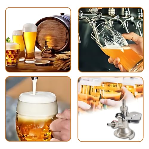 Gemsaya Kegverschluss Zapfkopf Typ A mit Überdruckventil, G5/8 Gewinde Keg Flachkeg Bierausgang, Brauen Fassbier Fasshähne 304 Edelstahl Bierzapfhahn für Bars Restaurants Familienfeiern