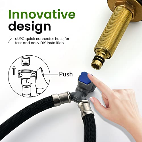 Brushed Gold Bathroom Sink Faucets 3 Hole Widespread Waterfall Basin Faucet With Pop-Up Drain Bathroom Vanity Faucets Lavatory Faucet #TOP7