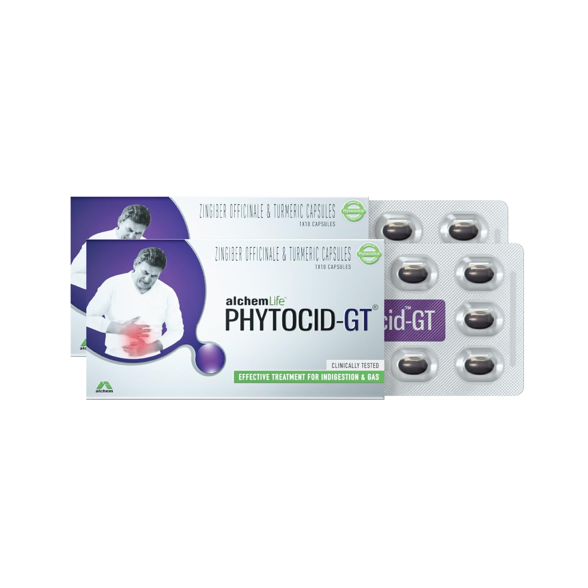 AlchemLife Phytocid-GT® Capsules- Effective Treatment for Indigestion, Heartburn, Gas & Acidity |Natural & Clinically Tested |Non-Habit Forming| Pack of 2 (20 Capsules) (B07ZQB8ZVK) Amazon Price History, Amazon Price Tracker
