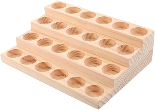 DECHOUS Soporte de exhibición de botellas de aceite esencial Soporte de exhibición de mesa de maquillaje de madera Soporte de mesa Organizador de