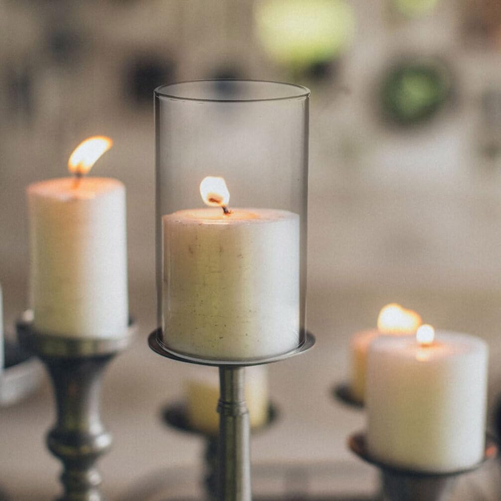 Tapered Candlestick Holders 3pcs Open Ended Glass Hurricane