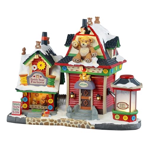 Lemax Edificio Illuminato Fabbrica Di Peluche Luci Led "Teddy Bear Factory" H19,6X25,6X13,5 Cm