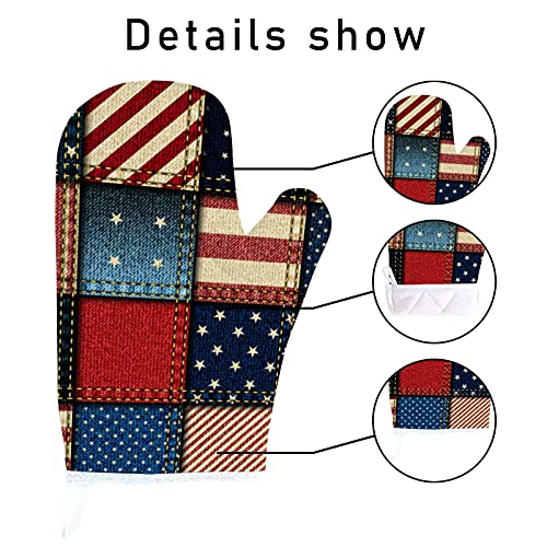 My Daily Kitchen Apron With Pockets, Oven Mitt And Pot Holder Set, Vintage American Pattern Seamless Patchwork Adjustable Apron For Men Women, Microwave Glove, Potholder, 3 Piece Cooking Gift Set #TOP7