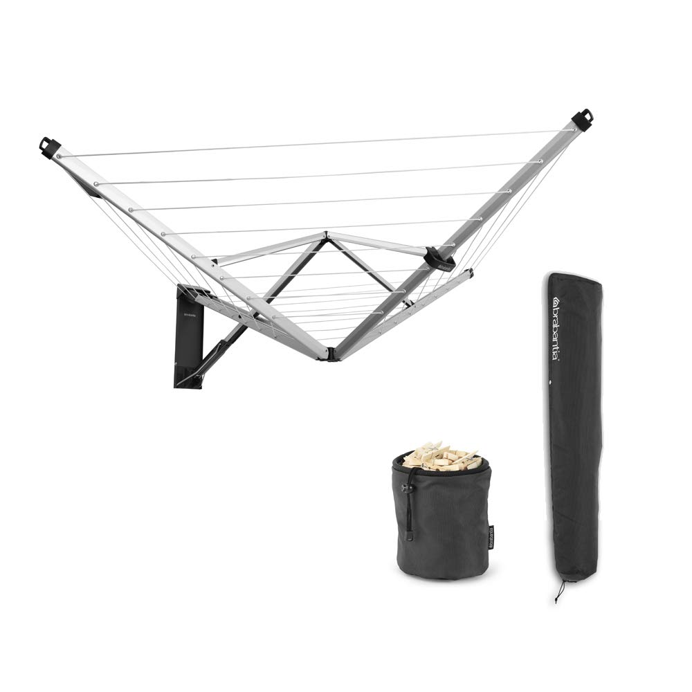BrabantiaWallfix Airer with Cover, Peg Bag and Wooden Pegs