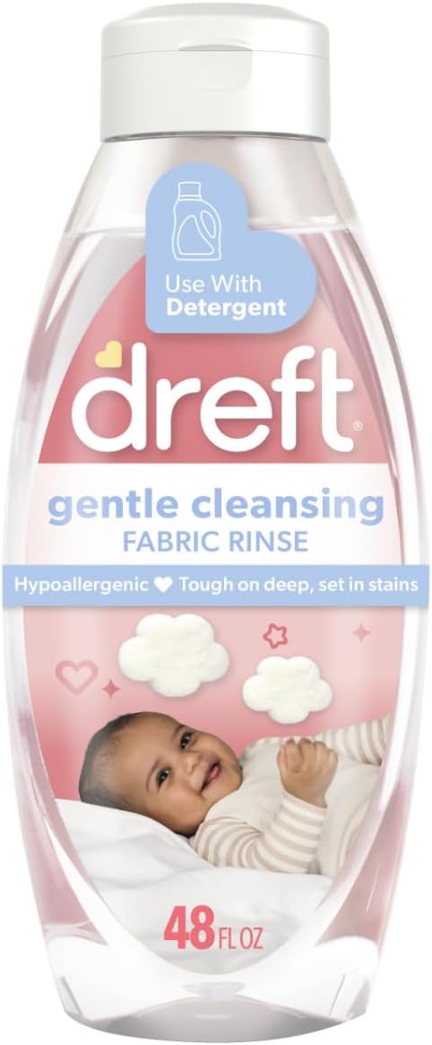 Baby Gentle Cleansing Fabric Rinse, 48 fl oz, Hypoallergenic, Dermatologist Tested on Sensitive Skin, Odor Remover