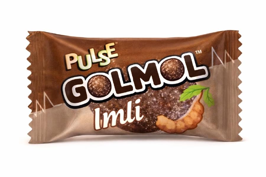 Image of PULSE Golmol Imli Candy | Tangy Tamarind Flavour with Chatpata Masala | Sweet & Sour Desi Imli Candy for Kids & Adults (Pack of 145 Candies)