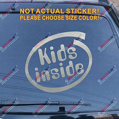 Kids Inside Baby Children on Board Decal Sticker Car Vinyl Pick Size Color die Cut no Background (Silver, 6'' (15.2cm))