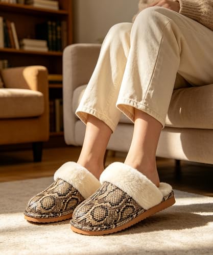 Image of Litfun Women's Fuzzy Memory Foam Slippers Fluffy Winter House Shoes Indoor and Outdoor