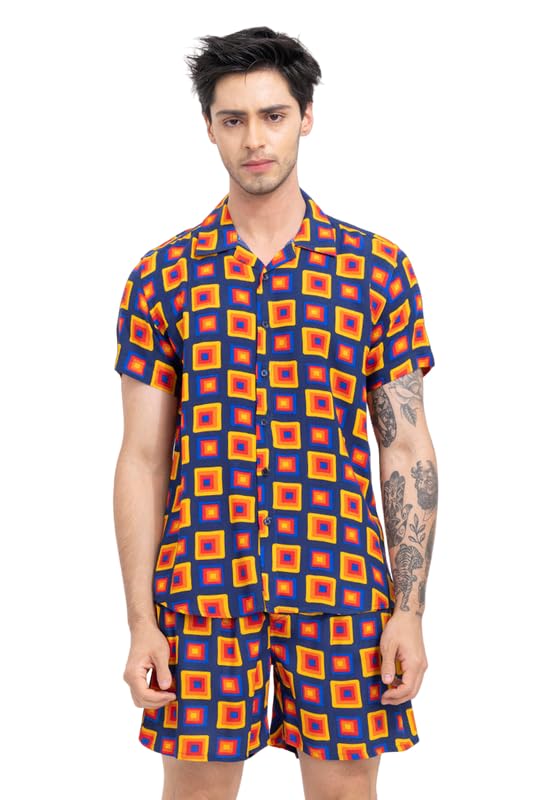 SNITCH Lily Flower Co-Ord Sets For Men in neutral