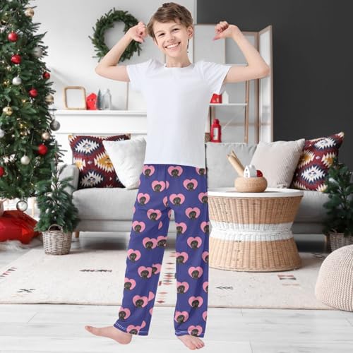 Boy's Lounge Pants Dachshund Dog Paws Pink Heart Kids Jogger Pants Elastic Long Bottoms with Pockets 6-14 Years2