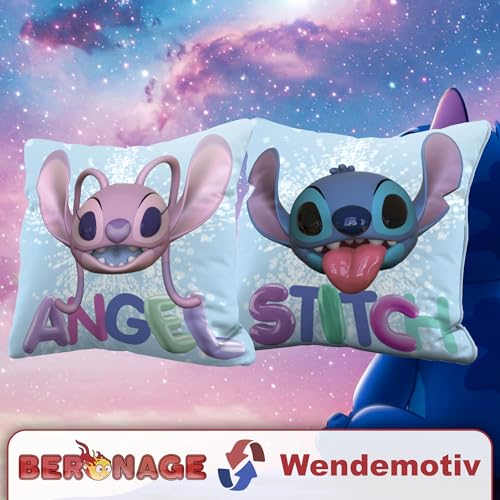 Coussin réversible Stitch en polyester doux 40x40 cm pour lit - 7