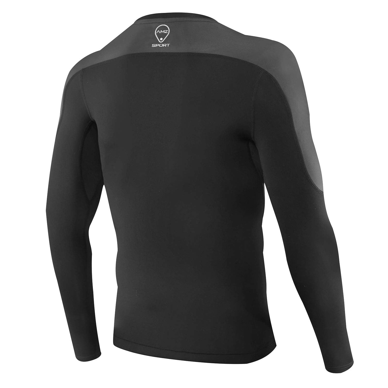 AMZSPORT Camicia a Compressione da Uomo, Maglietta a Maniche Lunghe Cool Dry Layer Fitness Top