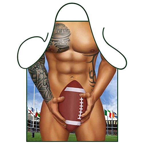 BOYANN Hombre Rugby Novedad Graciosos Delantales para Cocinar Grill Barbacoa