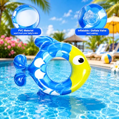 Image of Koochie-Koo Kids Fish Swimming Tube for Kids Inflatable Swim Ring for Boys & Girls Leak-Proof Baby Float for Pool Beach Water Fun, Lightweight & Durable Swim Tube (Random Colour)