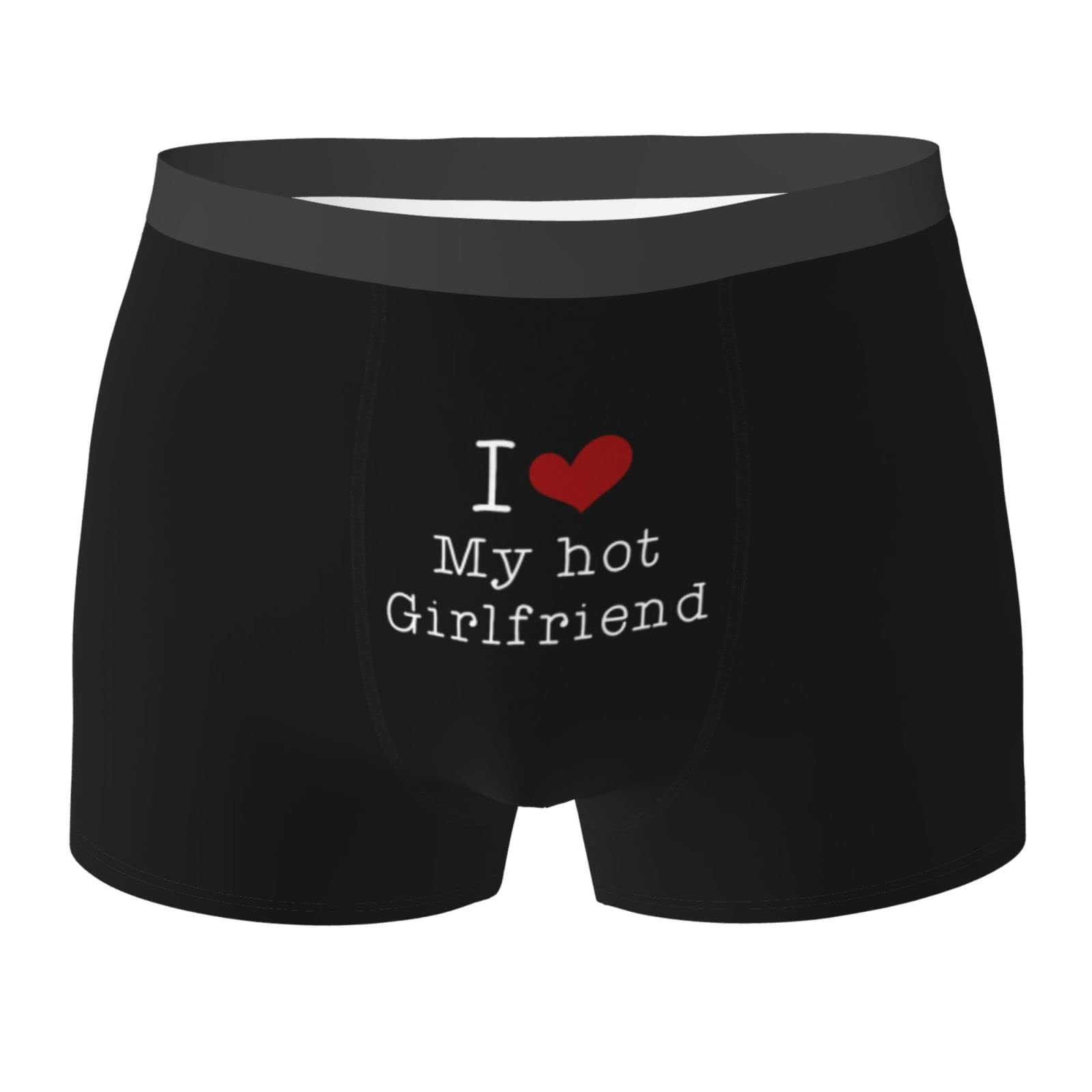 Fjqwklf Men's Black Heart I Love My Hot Girlfriend Underwear Boxer Briefs Regular Long Boxer Briefs Underwear