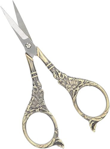 European Retro Antique Cross Stitch Craft DIY Copper Scissor Elegant Needlework Tool Sewing Enthusiasts (Qinggu (B01-003-00124))