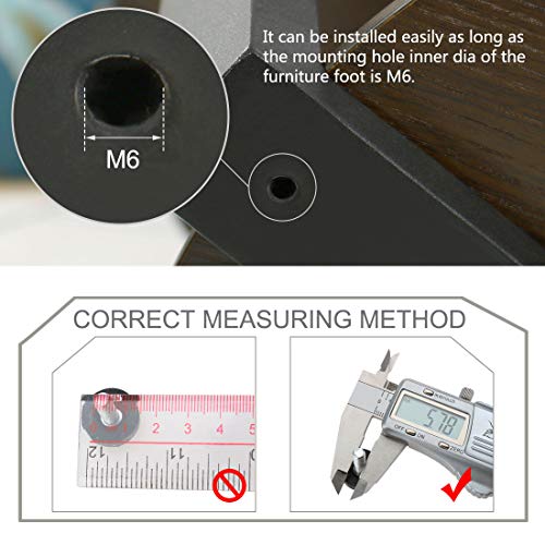 Tornillo de mano M6 uxcell para nivelar muebles con base protectora de suelo 4