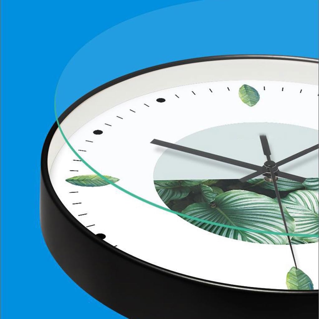 Orologio da parete Orologio al quarzo silenzioso con secondi di movimento Orologio da parete for soggiorno Orologio da parete con pianta verde Reloj De Pared(A)