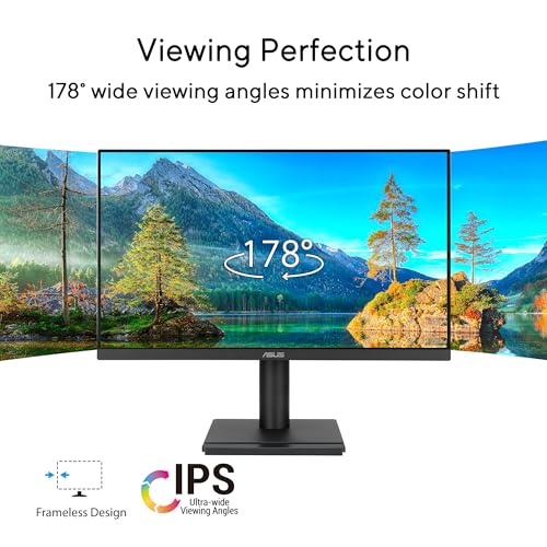 Image of ASUS 24 inch 1080P Business Monitor (VA249QGS) - IPS, Full HD, Frameless, 120Hz, Adaptive-Sync, 1ms, HDMI, DisplayPort, VGA, Eye Care, Low Blue Light, Ergonomic, VESA Wall Mountable, 3 yr Warranty
