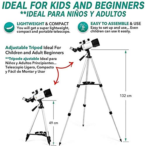 Telescopio astronómico refractor portátil YANYO con trípode ajustable miniatura 4