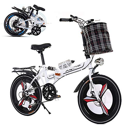 Wmmner Bicicleta Plegable para Adultos, Bicicleta de 26 Pulgadas Y 6 Velocidades, Freno de Doble Disco Delantero Y Trasero, Coche de Cercanías con Absorción de Choque de Rueda Integrada (Enviar Botell