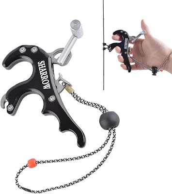 AMEYXGS Archery Bow Release 4-Finger Hand Held Release Aid Aluminum Alloy Trigger Caliper for Compound Bow Hunting Accessories