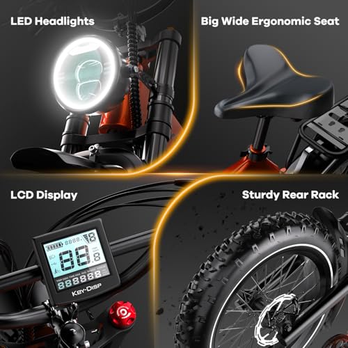 Cybervelo 1000W(Peak 2000W) Folding Electric Bike for Adults,35MPH 100Mile,48V 25Ah Removable Battery,20" x 4.0 Fat Tire Foldable Electric Bicycle,8-Speed Electric Mountain E-Bike, Commuter Ebikes - Image 5