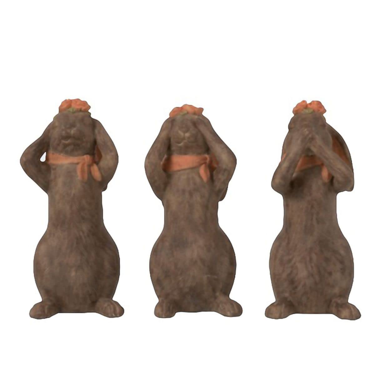 Figurines lapins marron sages pour une ambiance zen au salon