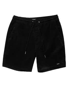 Brixton Leon Mens Elastic Waist Corduroy Shorts, Black, XX