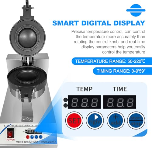 Piastra per Waffle con Display Digitale, Riscaldamento bifacciale e Timer per Hamburger, panini e Waffle Perfetti