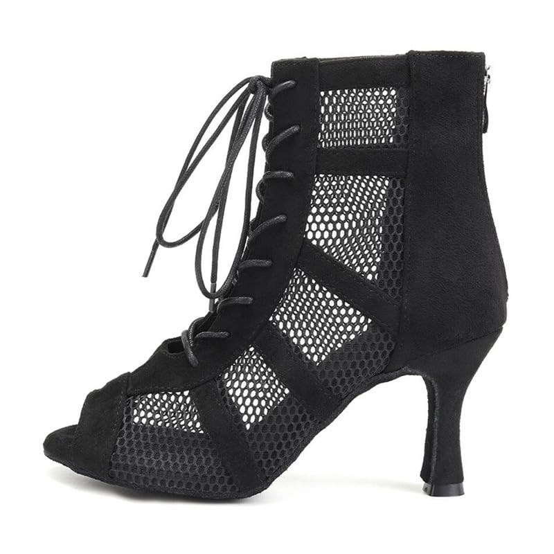 AOQUNFS Dance Heels for Women Mesh Ballroom Dance Booties Lace Up...