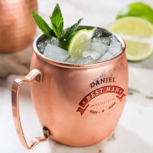 Personalized Bestman Beer Mug with Smooth Finish | Moscow Mule Copper Mugs Premium Quality Frosty Mug with Handle| Pure Solid Copper Mugs Perfect for Cold Drinks Beer Wine Bars Parties (16 oz)