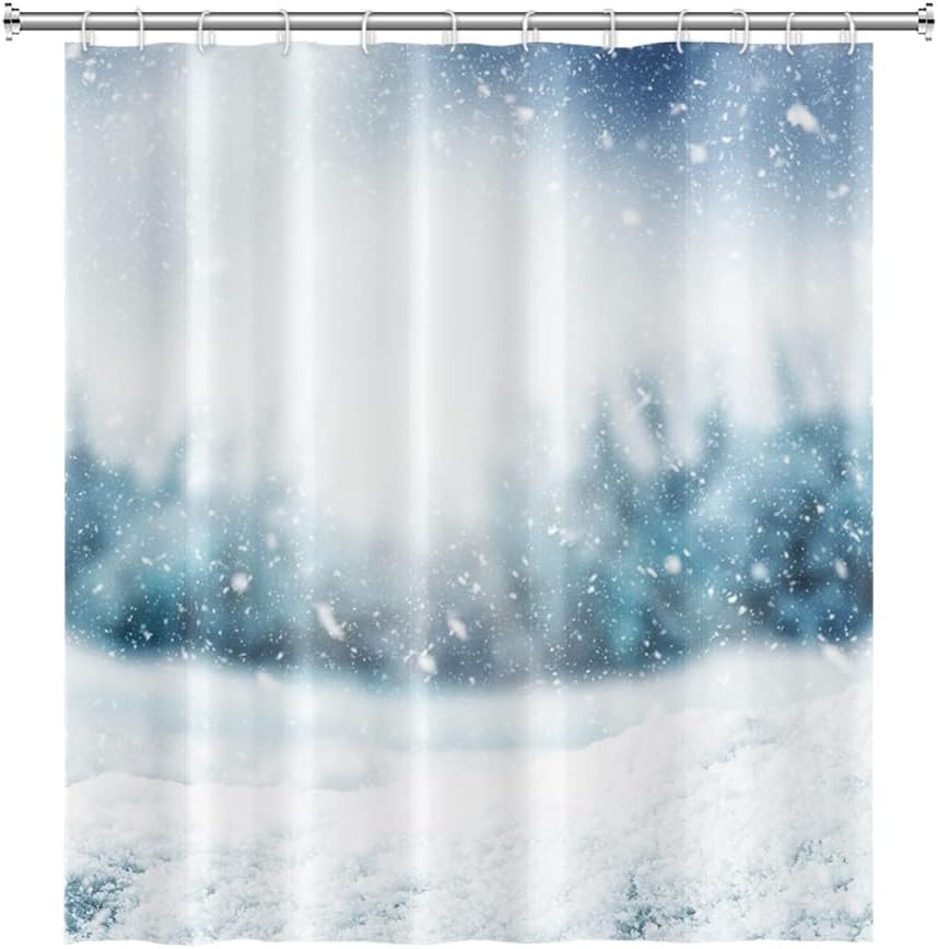 Yeele Merry Christmas Shower Curtain Golden Luxury Bath Shower Curtains Xmas Bathroom Decor Waterproof Polyester Happy New Year Bathtub Curtains with Hooks,72x96in