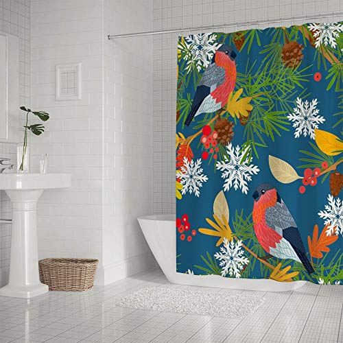 Rideau de douche forêt en polyester 168x183 cm avec 12 crochets