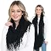 Basico Winter Warm Knit Infinity Scarf Tassels Cowl Loop (One Size, G-Black)