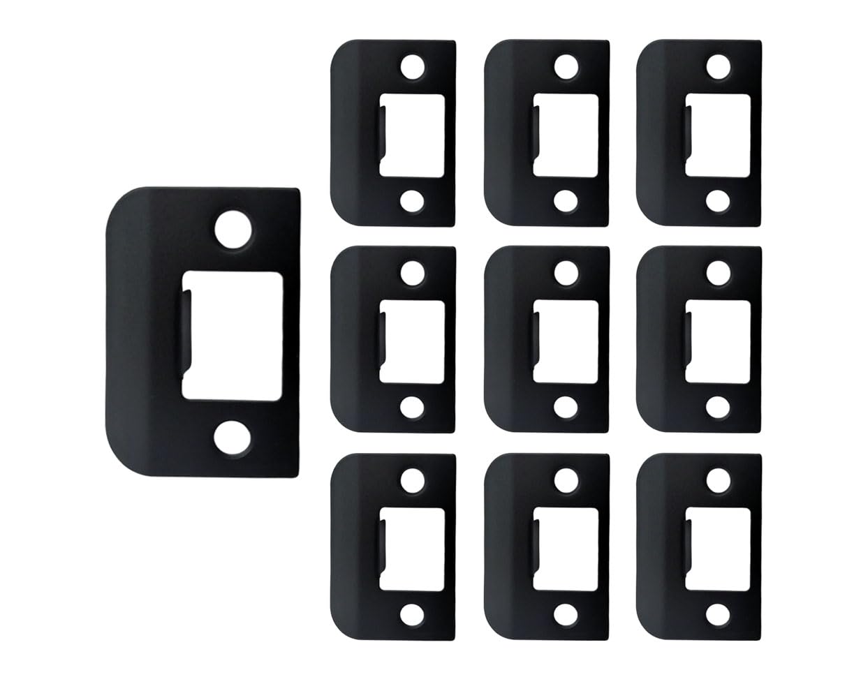 QCAA Solid Brass Extended Lip Strike, 1-1/2"X2-1/4", Matte Black, 10 Pack, Made in Taiwan