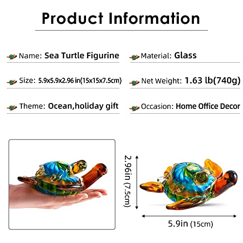 Hand Blown Glass Sea Turtle Figurines Ornament,Sea Animal Ornament For Home Decor,Sea Animals Collection For Birthday Gift,Glass Tortoise Sculpture #TOP1