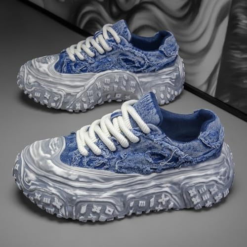 Mens Chunky Platform Fashion Sneakers Canvas Shoes Trendy Suitable for outings Casual Gatherings Walking3